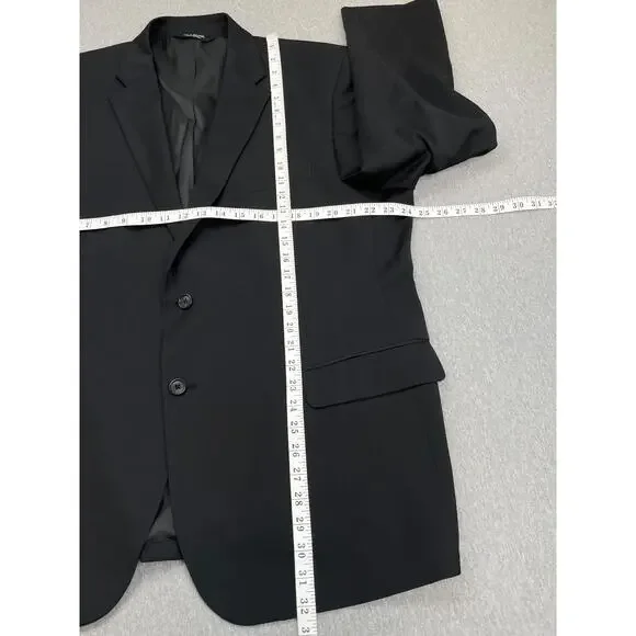 Jos A Bank Suit Men 48R Black 100% Wool 2-Button Pants 43 x 31 - 2 Piece Set